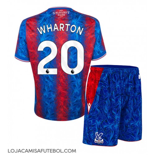 Camisa de Futebol Crystal Palace Adam Wharton #20 Equipamento Principal Infantil 2024-25 Manga Curta (+ Calças curtas)